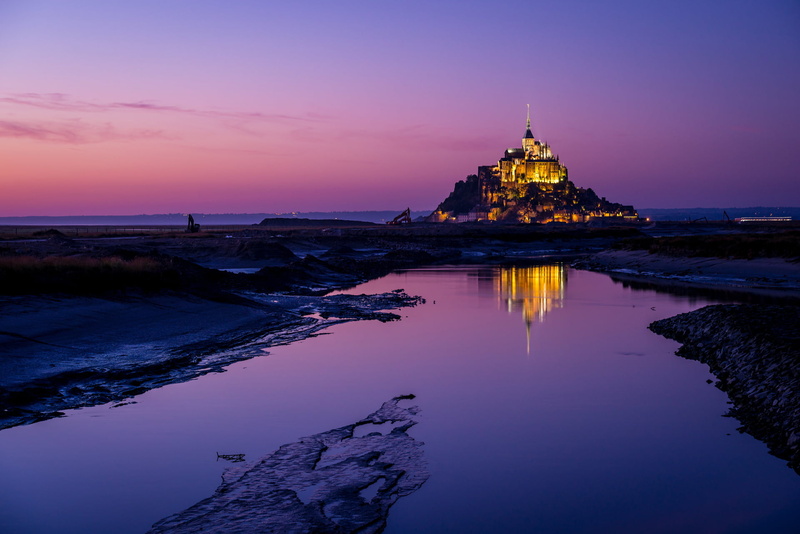 island, sunset, Mont-Saint-Michel, fortress, architecture, Mont Saint-Michel, the past, travel, turkey, s, the mountain of the Archangel Michael, twilight