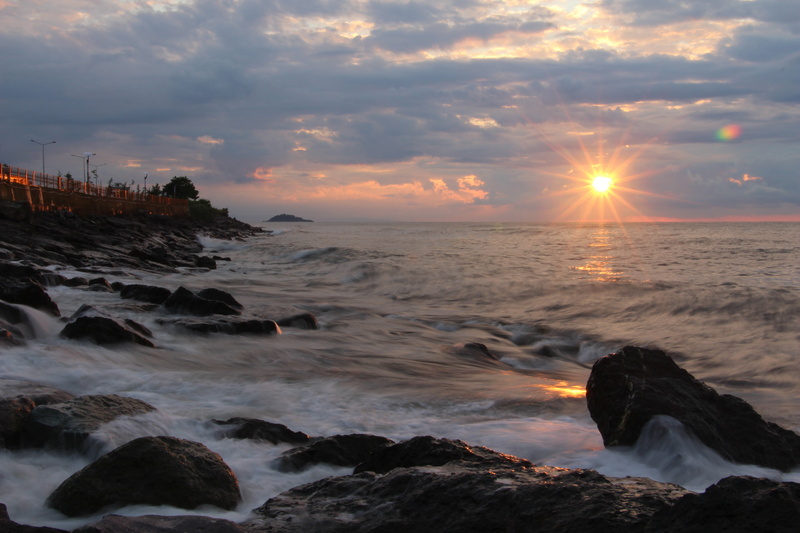 motion, black sea, solid, cloud - sky, hour, water, photo, foam, rock, horizon over water, orange color, keşap, sunset, marine, land, cloud, bulancak, power in nature