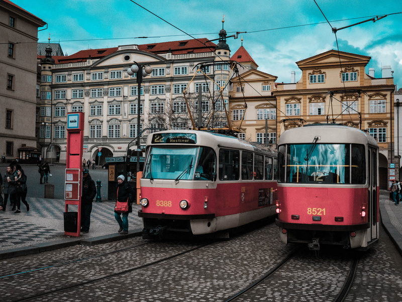 public transport, built structure, nature, railroad track, holiday, trams, houses, building exterior, city street, cable car, czech republic, outdoors