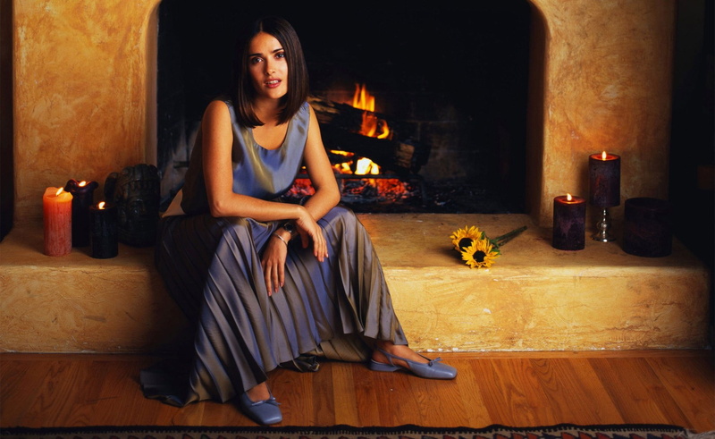 full length, real people, leisure activity, Female celebrities, s, actress, hayek, Salma Hayek, looking away, young adult, model, long, dress, wood, lifestyles