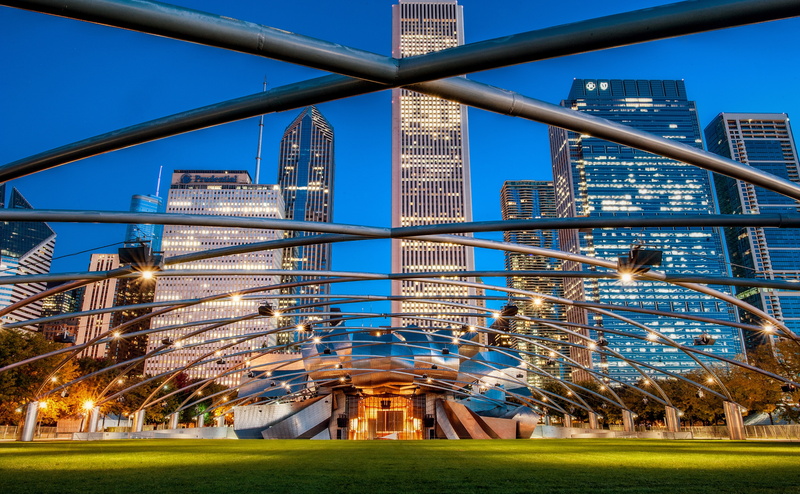 Outside, United States, Illinois, Skyscrapers, day, built structure, jay, blue, sky, plant, 4K, clear sky, modern, Architecture, nature, dusk, unitedstates