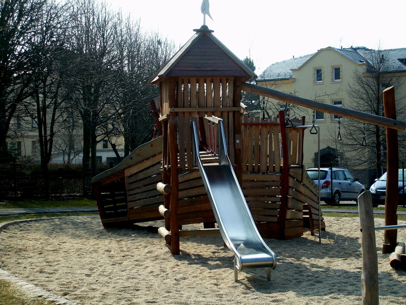 children, playground, Game, slide, no people, plant, outdoors, jungle gym, tree, slide - play equipment, absence, winter, building exterior, Playground