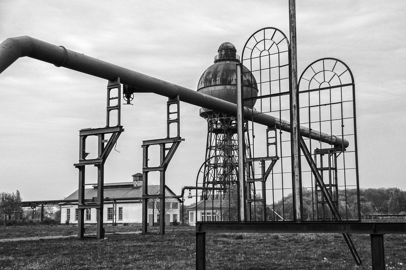 slide - play equipment, metal, jungle gym, sky, nature, technology, outdoor play equipment, outdoors, playground, architecture, industry, absence, industrial monument