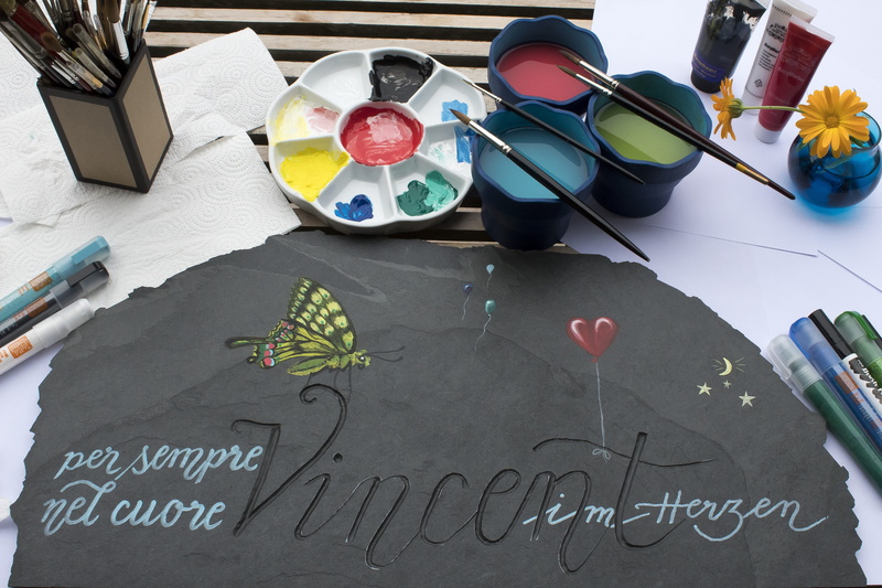 text, stone processing, art, altarpiece, still life, artists, paint, engraver, communication, handwriting, craft, no people, heart shape, painter, multi colored
