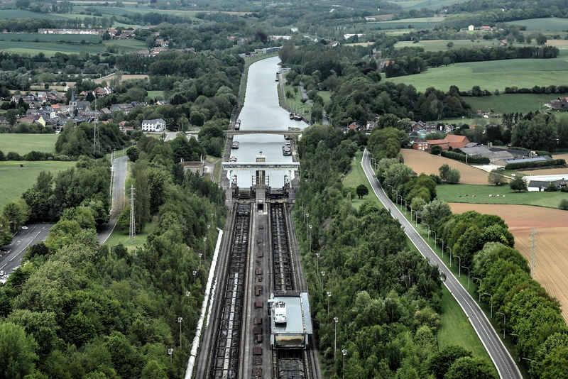 connection, nature, rail transportation, charleroi-bruxelles canal, henegouws plateau, plant, high angle view, no people, inclined plane of ronquières