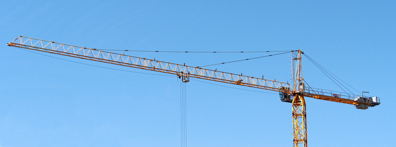 built structure, clear sky, up, construction site, cityscape, mast, sunny, connection, horizontal, steel, construction, slew, Crane, machinery, skyline