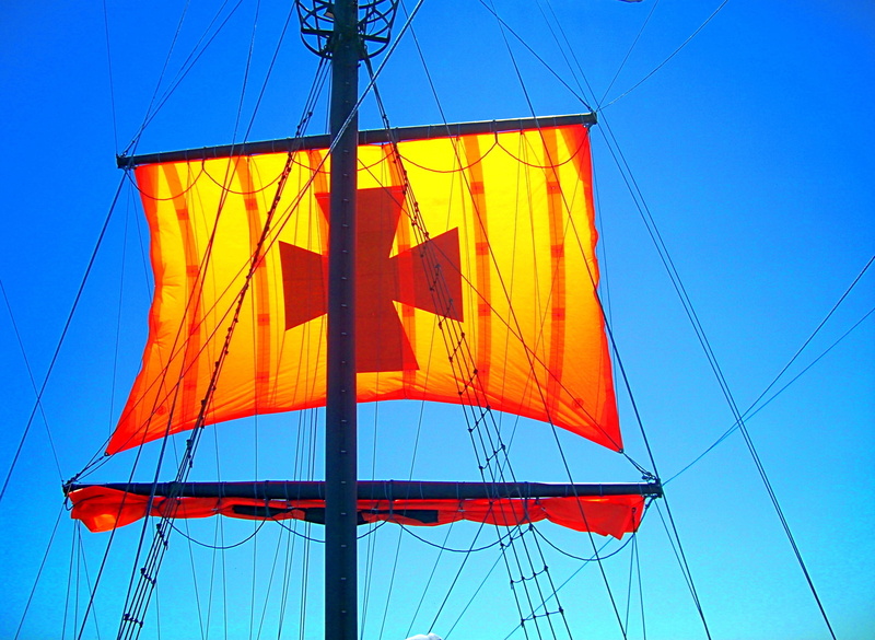 water, day, rigging, rope, sail, wind, nautical Vessel, low angle view, hdr effect, Sailing Vessel, blue, transportation, passenger craft, no people, cordage