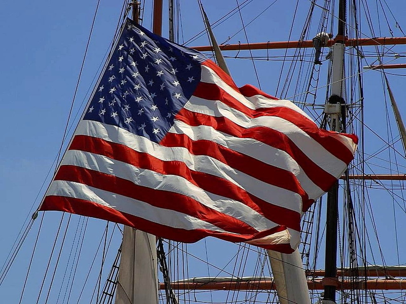 pole, American, patriotism, national, nature, sky, national icon, outdoors, red, National, sailboat, low angle view, Flag, country, star shape, nautical vessel