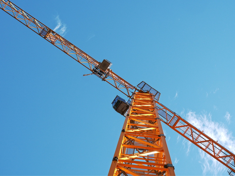 machinery, low angle view, mast, hoist, skyline, structure, crane, construction, blue, jib, nature, high, development, industry, weight, skywards, metal
