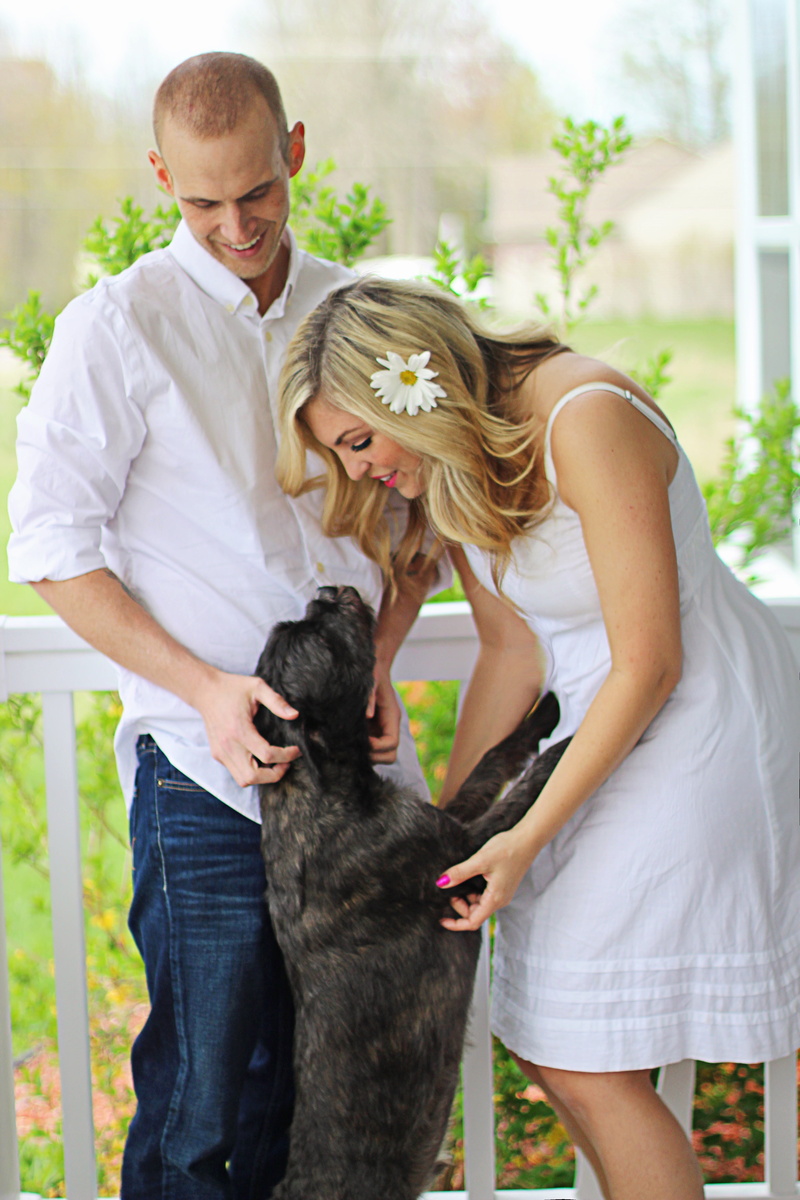 summer, adult, women, canine, shirt, long, spaghetti, man, happy dog, wearing, happy couple, strap, domestic, pet owner, cheerful, lifestyle, button, mammal