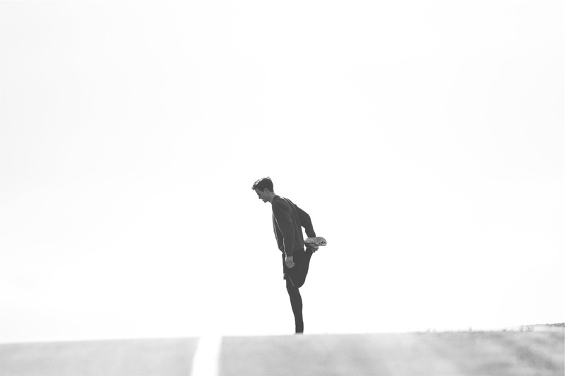 adults only, cold temperature, clear sky, runner, motion, guy, man, black and white, clear, outdoors, nature, copy space, fitness, one person, health, exercise