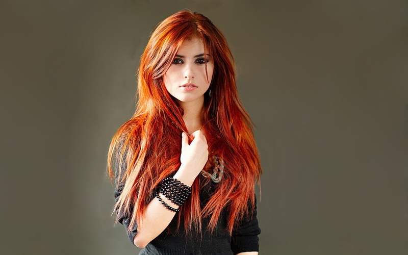 beautiful people, hairstyle, fashion, beautiful woman, dyed red hair, redhead, long hair, waist up, looking at camera, 1080P, indoors, beauty, Julia Lily Kova Zabolotnikova