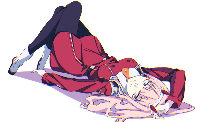 anime girls, Zero Two (Darling in the FranXX), pink hair, simple background, Darling in the FranXX, 2K