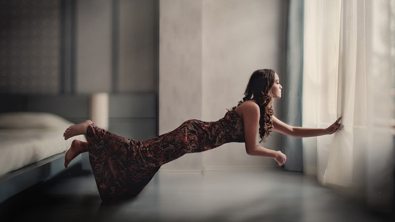 amp, lighting, natural, dress, women, floating, grey, hd, room, brown, bedroom, 1080P, s, dresses, sleeveless