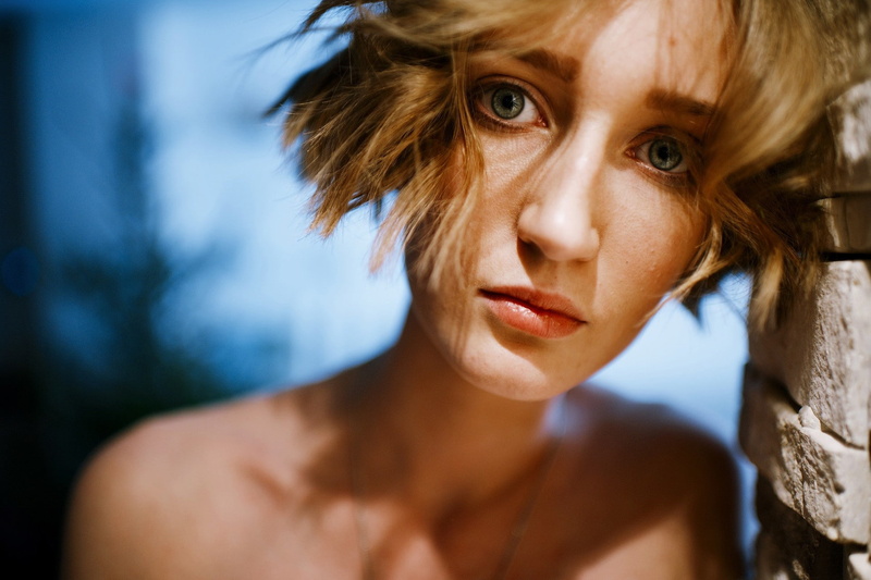 women, portrait, face, bare shoulders, 1080P, Marat Safin, blonde, depth of field