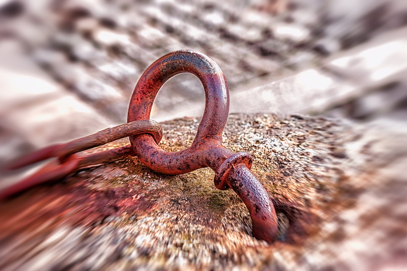 rusted, weathered, eyelet, focus, strength, rusty, mount, outdoors, no people, metal ring, glowing, chain, iron - metal, ring, protection, out of focus