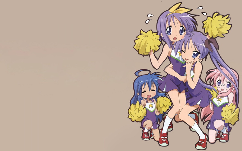 takara, kagami, background, konata, star, 1080P, miyuki, simple, hiiragi, lucky, tsukasa, izumi, cheerleaders