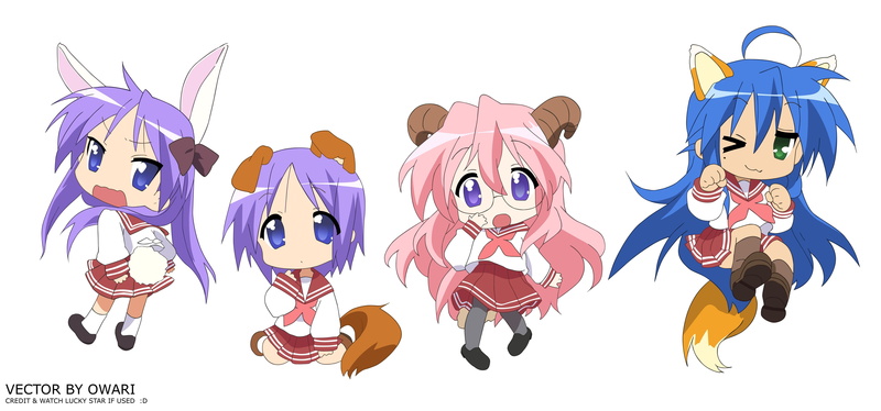 izumi, konata, takara, hiiragi, miyuki, animals, tsukasa, 5K, kagami, star, lucky