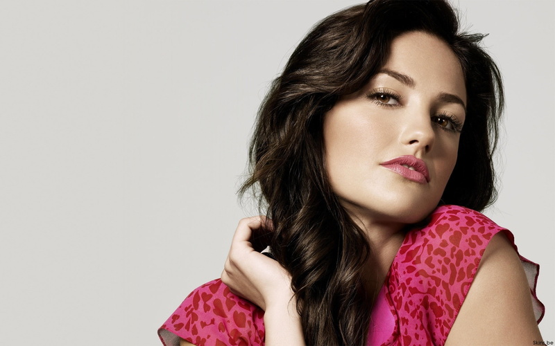 long hair, looking at viewer, brunette, red tops, actress, pink lipstick, Minka Kelly, women, 1080P, portrait