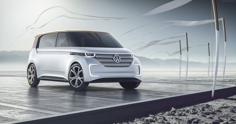 silver, 4K, electric microbus, CES 2016, Volkswagen BUDD-e