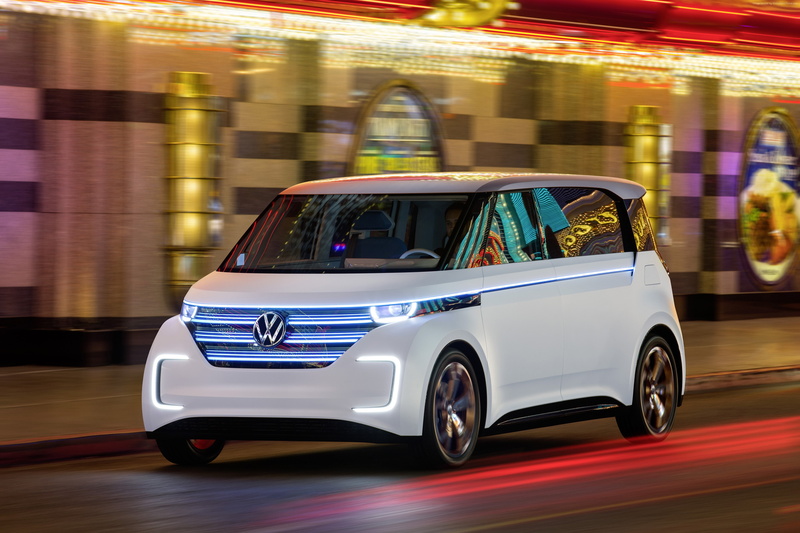 CES 2016, Volkswagen BUDD-e, 4K, electric microbus, silver