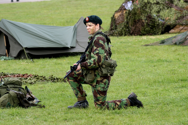 green color, weapons, 4K, uniform, forest, brown, grass, government, day, girl, young adult, camouflage clothing, military, soldiers, camp, tent, beret