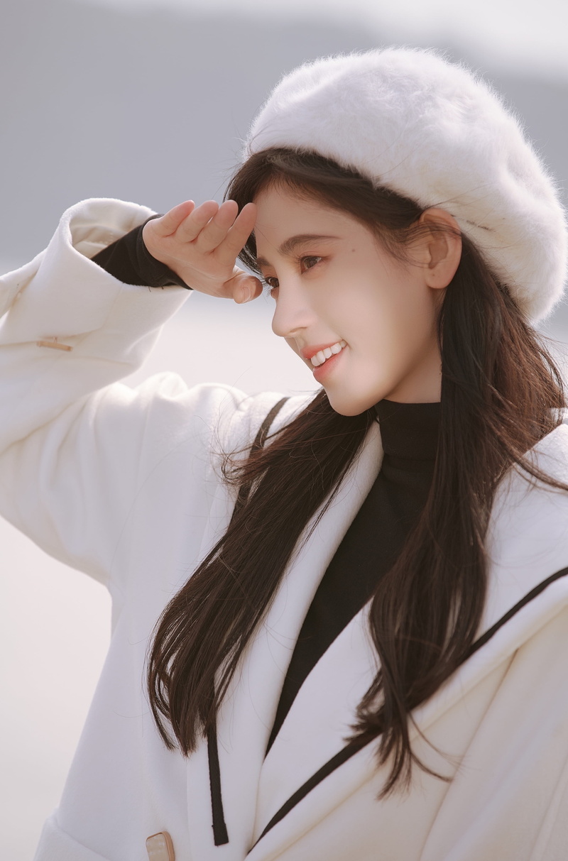 Asian, berets, Sailor suit, singer, 4K, Ju Jingyi, black hair, women, Chinese, actress, Idol, Kiku