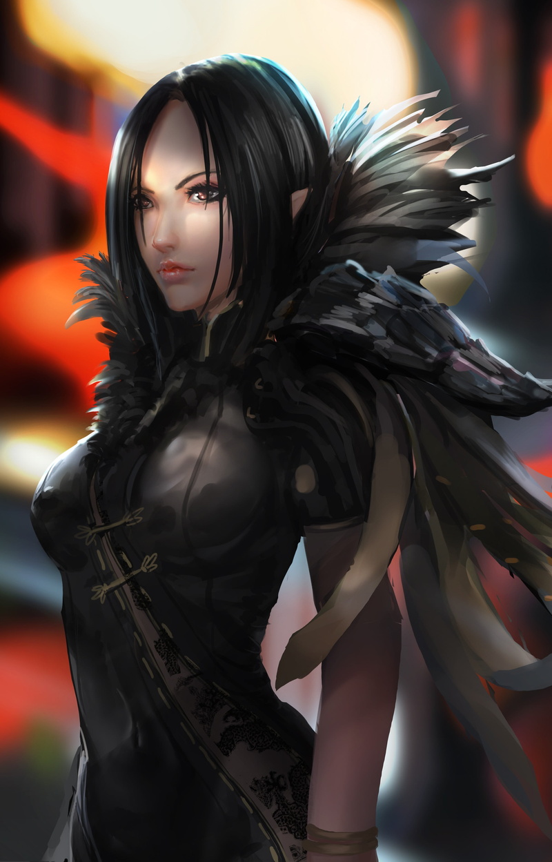 glamour, human hair, Blade and Soul, black color, fashion, leather, leather jacket, make-up, beauty, haute couture, clothing, 2K, adult, portrait, fashion model