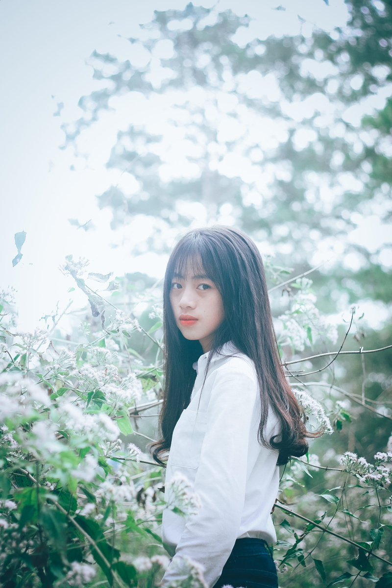 face, adult, outdoors, style, outside, shirt, 4K, young women, woman, casual clothing, pretty, beautiful, long hair, model, flowering plant, cute, fashion