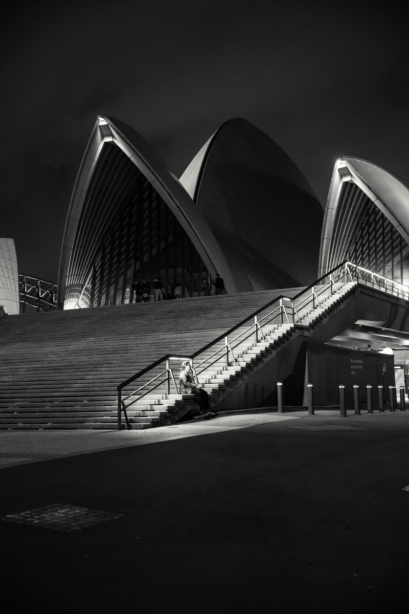 building exterior, travel destinations, 5K, glow, white, photography, nature, black and white, opera, arts culture and entertainment, black, sydney, photo