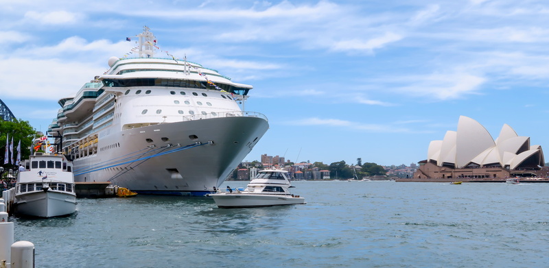 mode of transportation, Australia, nautical, Sydney Harbour, sky, opera, landmark, cityscape, white, docked, city, cruise ship, sydney harbour bridge, water