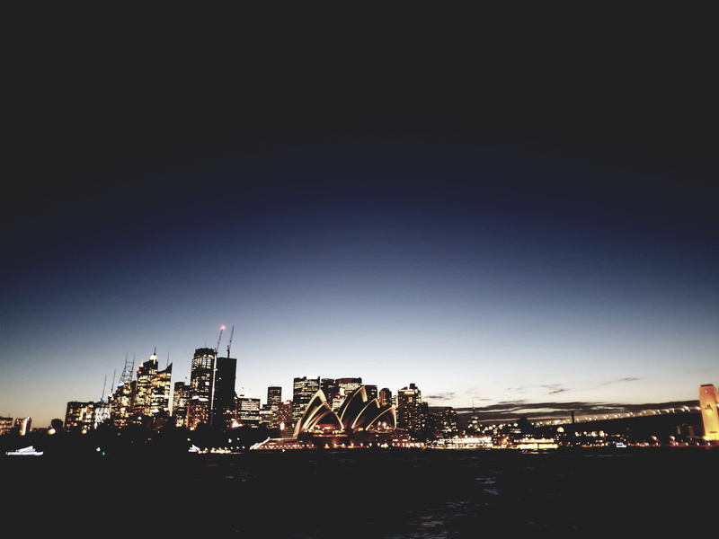 no people, evening, house, sydney, waterfront, office building exterior, sky, crane - construction machinery, built structure, urban, illuminated, opera house