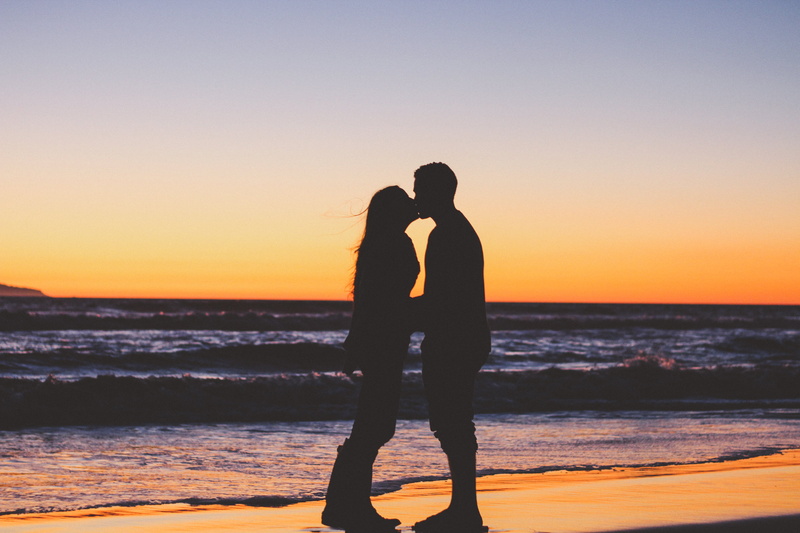 seashore, couple - relationship, person, dusk, water, couple, people, man, sunrise, land, sun, summer, positive emotion, seascape, kissing, sky, relaxation