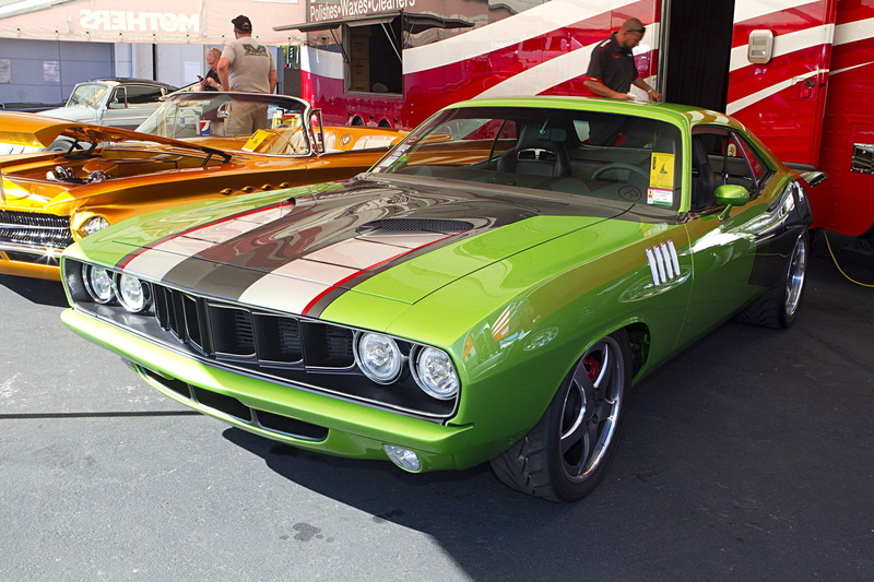 1971, show, 2016, hem, plymouth, restomod, 1080P, sema, green, cuda