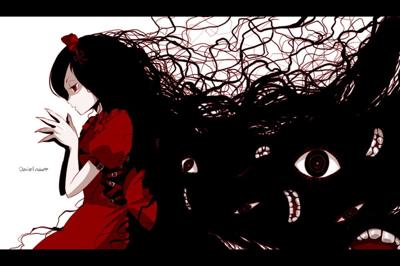 nature, spooky, lifestyles, halloween, females, transfer print, indoors, red, women, animal wildlife, real people, 480P, adult, anime girls, auto post production filter