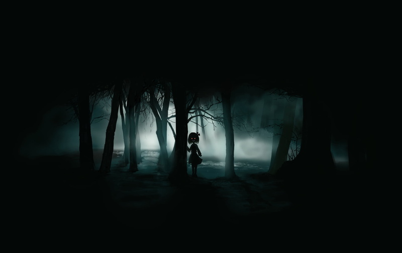 plant, anime, horror, fog, indoors, fantasy art, lifestyles, standing, tree, one person, Rumia, dark, nature, real people, mystery, silhouette, forest