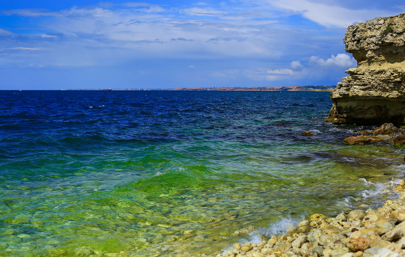day, rocks, beach, land, bay, idyllic, seascape, rockyscape, sea, coastline, water, solid, rock, cloud - sky, blue sky, no people, daytime, view, outdoors