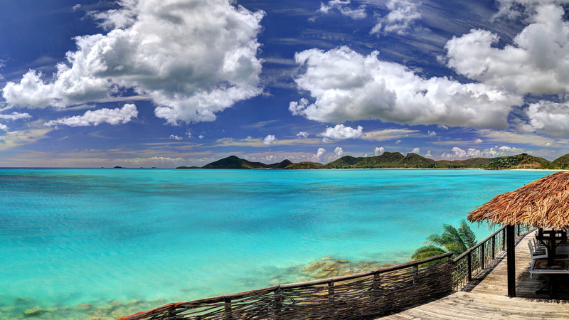 water, body, clouds, hotel, resort, hut, tropical, ocean, hd, 1080P, nature