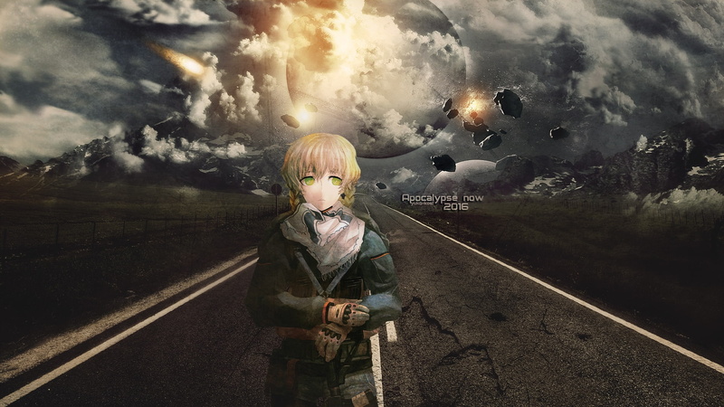 1080P, transportation, Anime, child, innocence, standing, lifestyles, one person, steins gate, outdoors, leisure activity, apocalypse, nature, road, cloud - sky