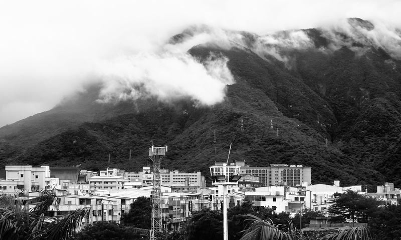 hualien, residential district, high angle view, outdoors, townscape, 4K, mountain, cityscape, architecture, building exterior, tree, land, mountain range