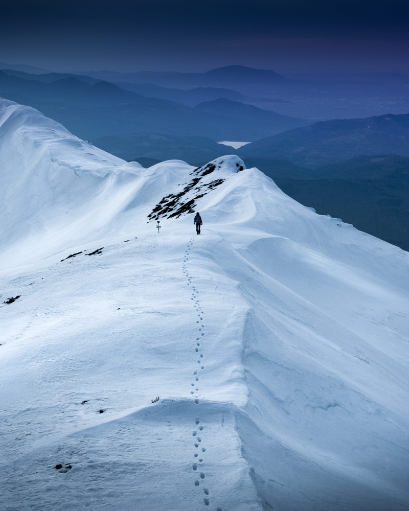 footpath, adventure, blue, ice, walk, step, environment, footstep, non-urban scene, path, trek, snow, cold temperature, peak, footprint, solitude, sport