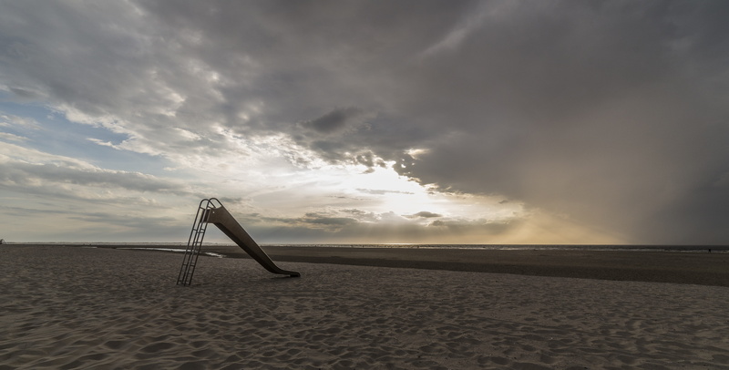 beauty in nature, idyllic, skid, water, sky, storm, light, shute, cloud - sky, tranquil scene, sand, north sea, langeoog, clouds, slide, lonely, sea, horizon