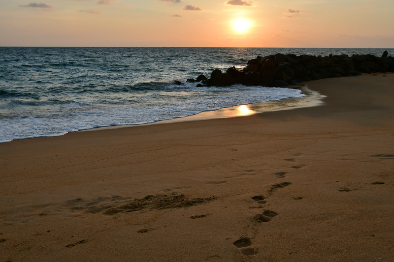 outdoors, beach, no people, horizon, evening, evening sky, sand, sunny, nature, view, wave, orange, sun, sky, sunset, idyllic, tracks, clouds, scenics - nature