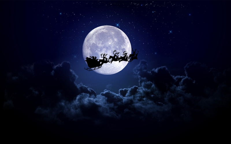 sail, santa, sleigh, riding, claus, 1080P, illustration