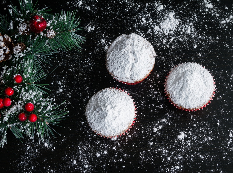dessert, Holidays, Seasonal, Sugar, Christmas, Winter, Traditional, Table, black background, cookies, still life, powdered, christmas ornament, 2017, directly above