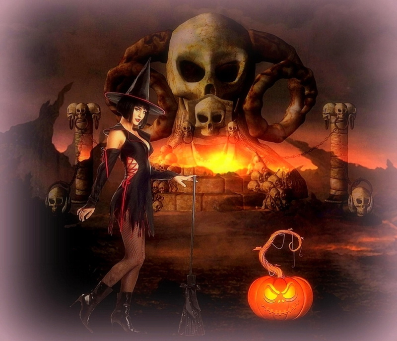 scenes, weird-things-people-wear, untitled, backgrounds, broomstick, witch, girls, 2K, dark, skulls, halloween, digital