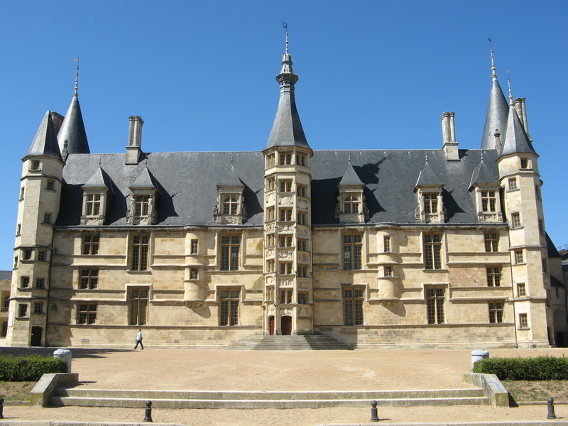 building, tower, castle, outdoors, belief, architecture, clear sky, ducal palace, blue, spire, 2K, gothic style, day, place of worship, building exterior