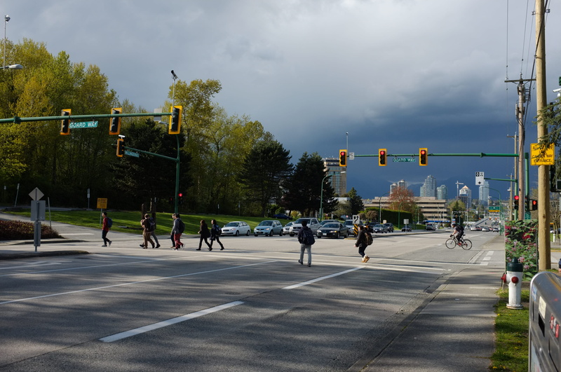 sky, students, road marking, light, transportation, plant, nature, sign, cloud - sky, the way forward, competition, symbol, crossing, bcit, gourd way, real people