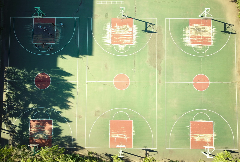 tree, communication, basketball, green, geometric shape, 2K, shape, wall - building feature, sunlight, no people, green color, harbin institute of technology