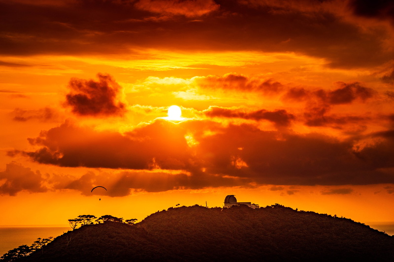 idyllic, cloud - sky, sunlight, solid, environment, ishigaki, outdoors, sunset, clouds, rock - object, orange, scenics - nature, no people, red, landscape